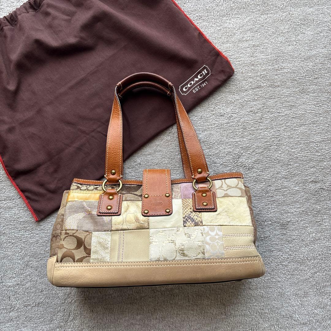 COACH パッチワークレザー ハンドバッグ保存袋付き　ヴィンテージ