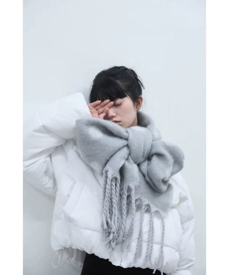 smyeon マフラー 水玉模様 ドット グレー popup フェアリーグランジ