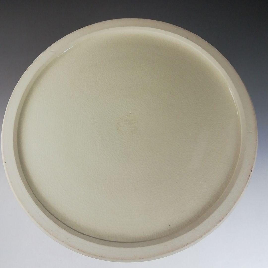 W34 水指 『鼓形』『地紙四季草花』『山岡善昇 造』 共箱 茶道具