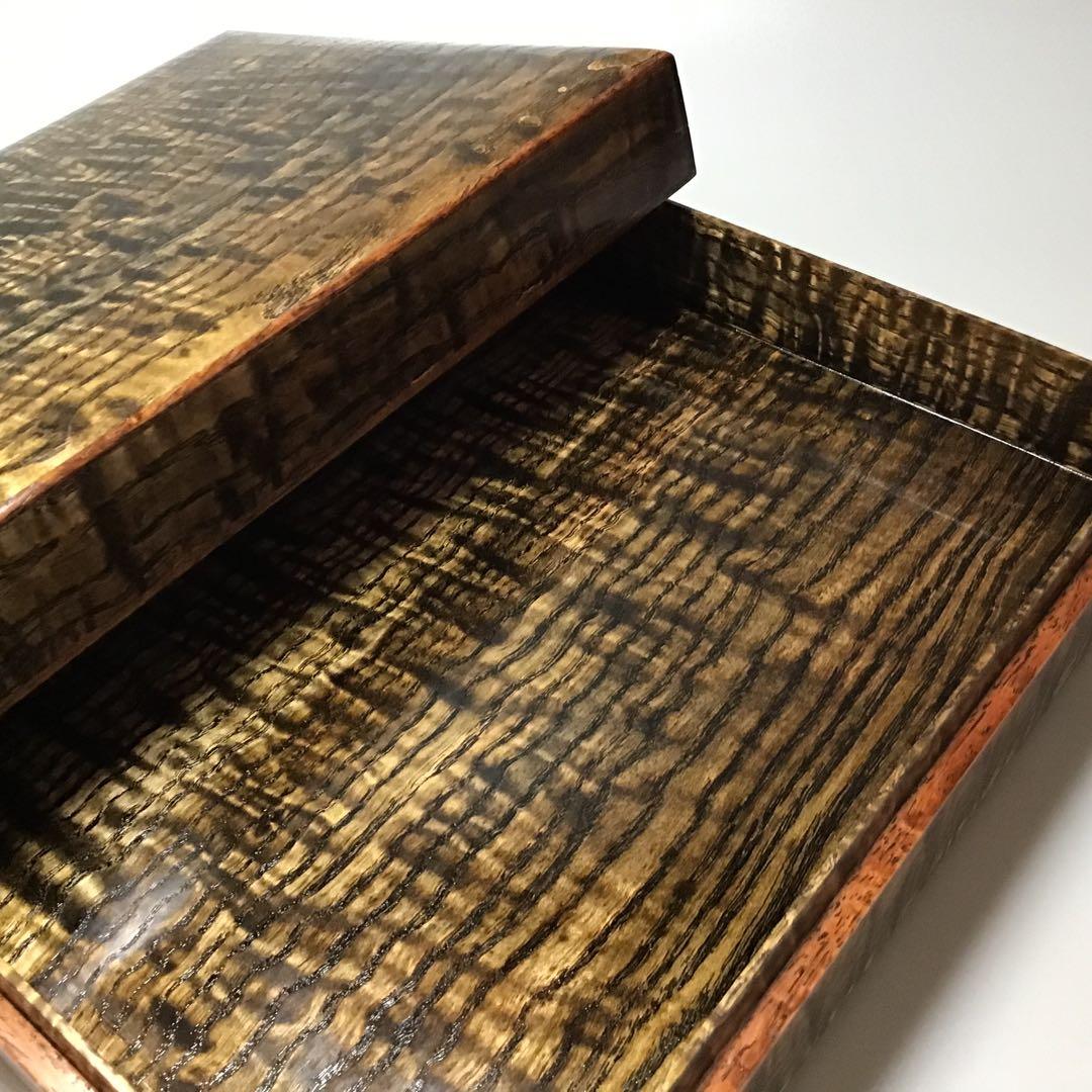 タモ玉斑杢の硯箱　小物入れ　宝石箱　指物仕上げ