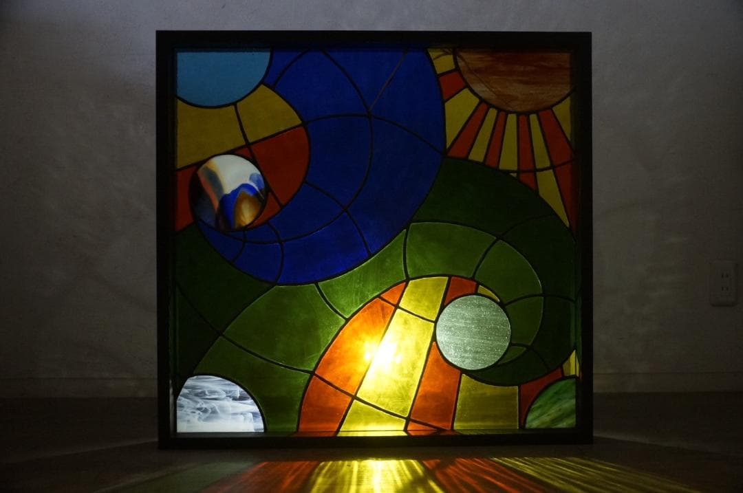 大型 ヴィンテージ ステンドグラス アンティークパネル 84.5×81