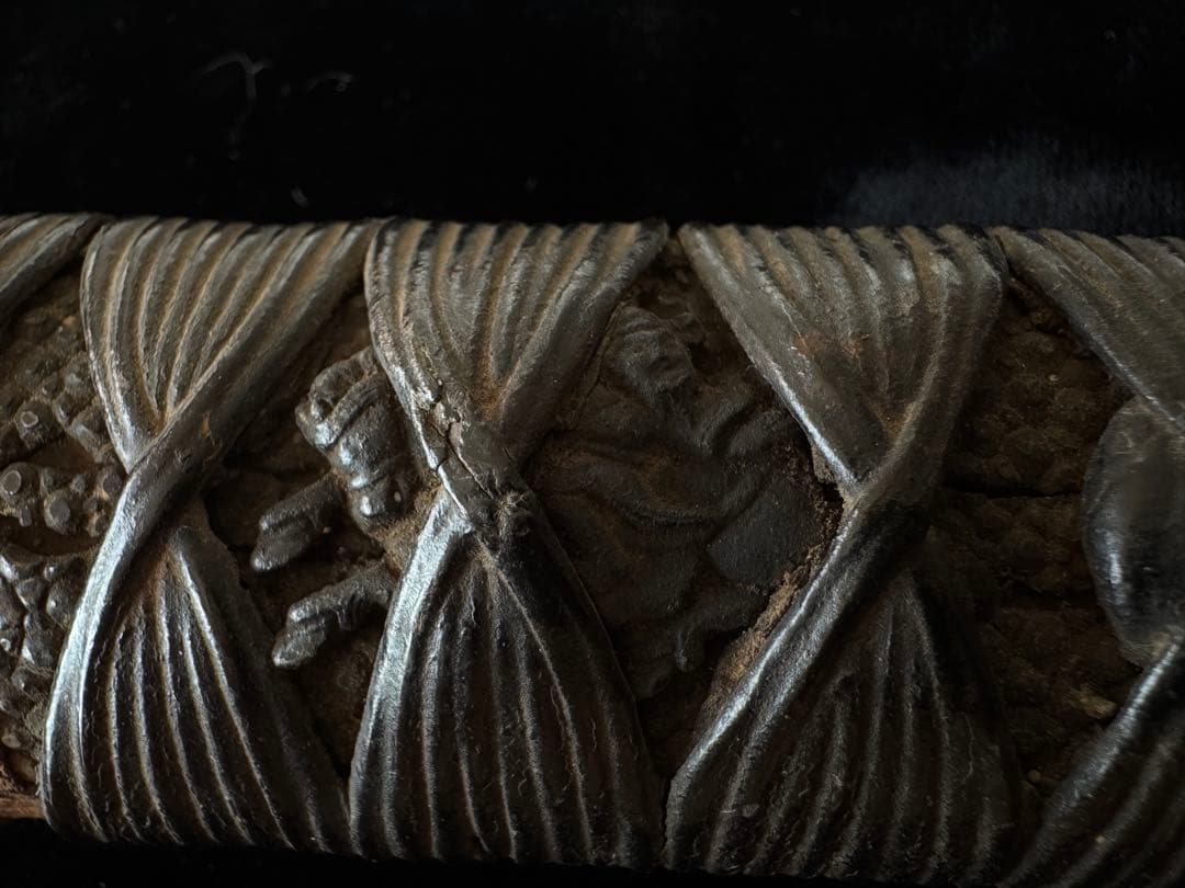 柄前 黄石公張良図 柄巻 日本刀 刀装具 骨董 古美術 江戸時代 時代物 馬 龍