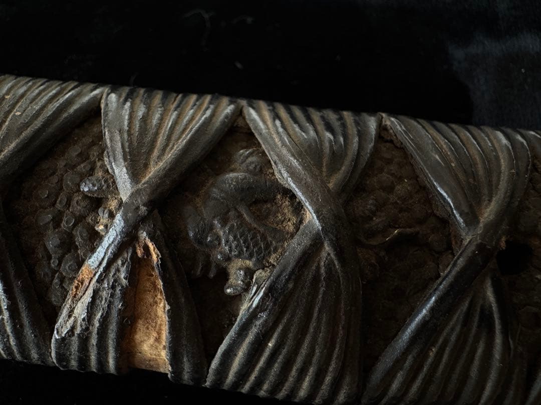 柄前 黄石公張良図 柄巻 日本刀 刀装具 骨董 古美術 江戸時代 時代物 馬 龍