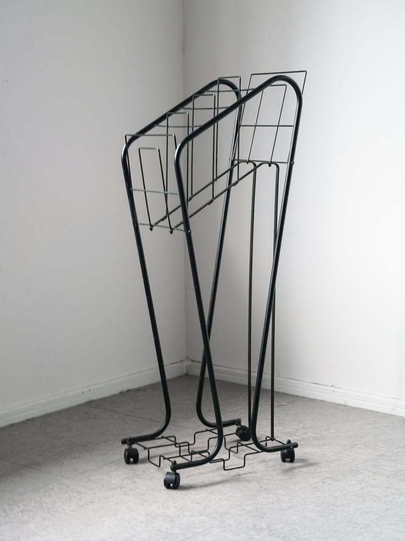 80-90's マガジンラック/収納スタンド キャスター ポストモダン