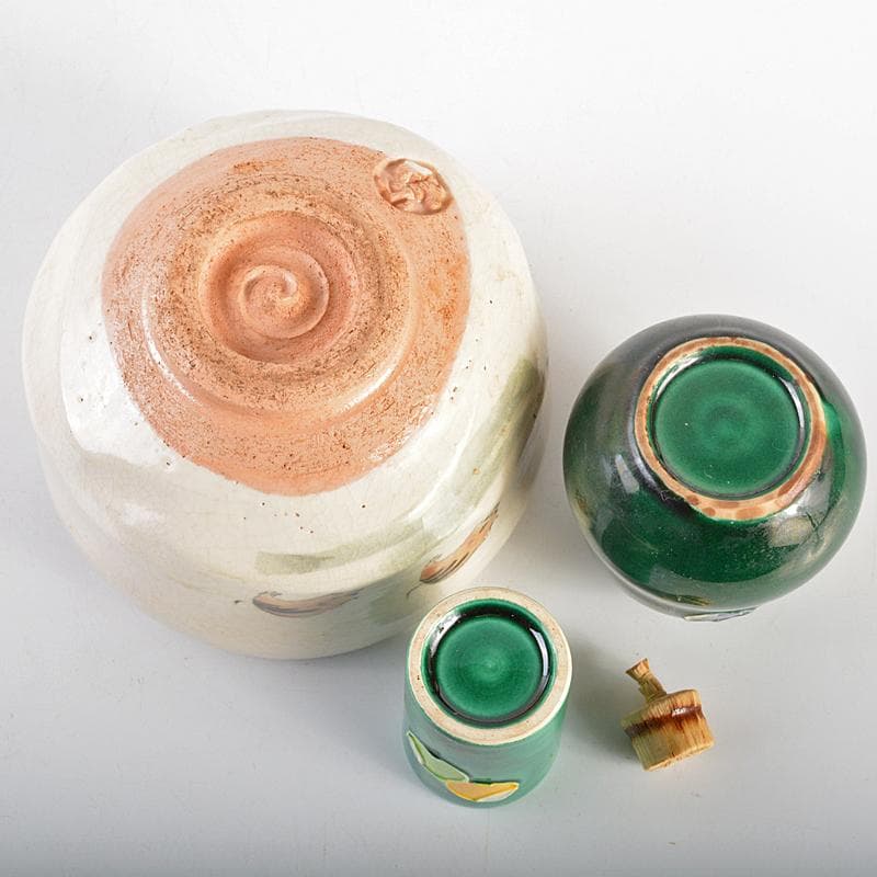 茶道具　利休茶箱　色絵猪文茶碗　振出など　六点　一式　M　R7071