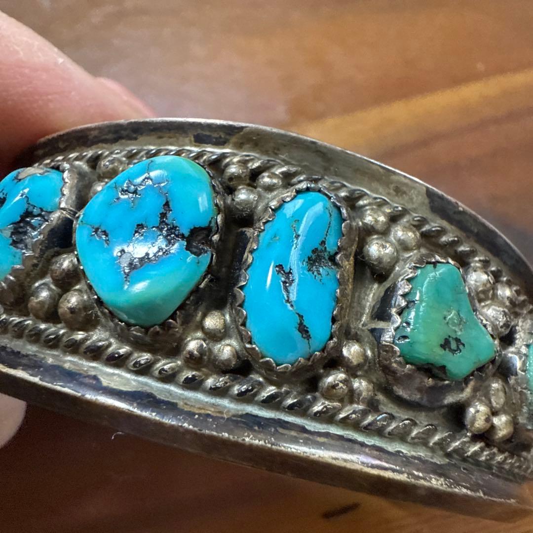 専用!!希少ヴィンテージ ターコイズ装飾シルバーバングル