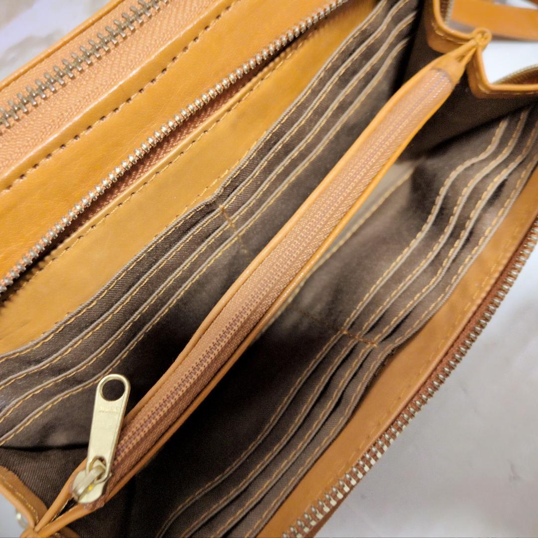 ★【ズッケロ フィラート】メッシュ ショルダーバッグ キャメル 美品 収納多し