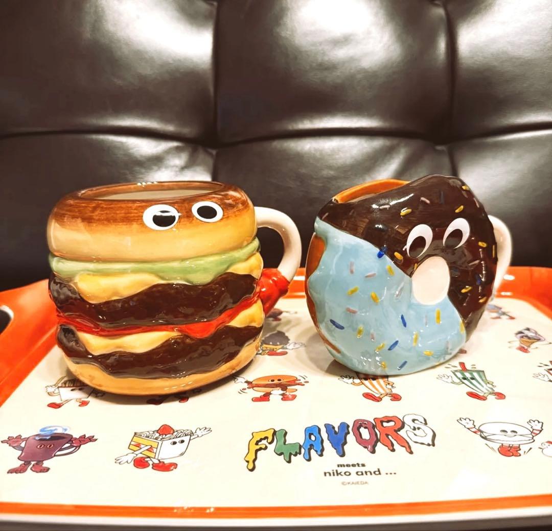 ニコアンド FLAVORS ハンバーガーマグ ドーナツマグ マグカップ2個セット