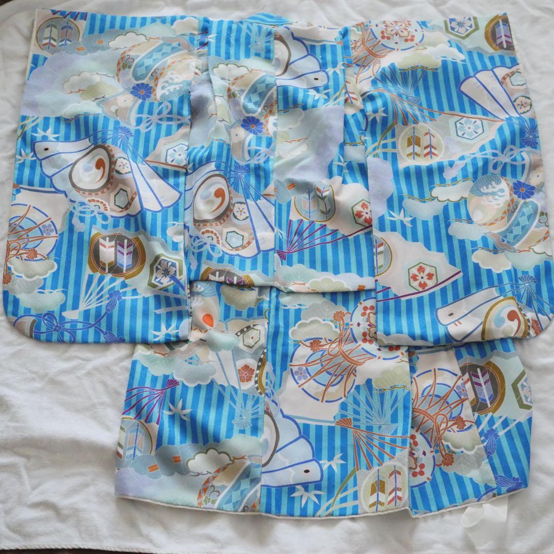 七五三 3歳 男の子 被布 伝統的な和柄衣装 青