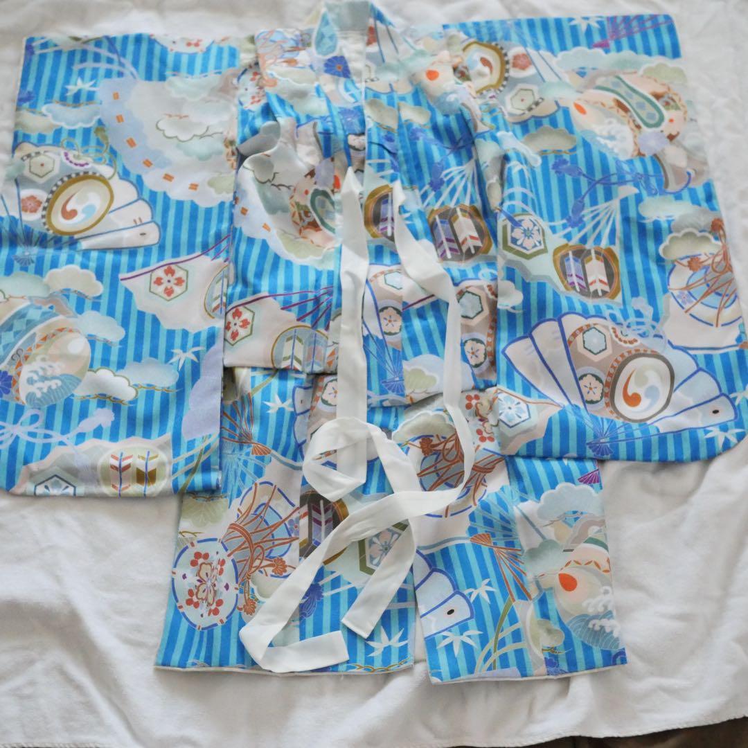 七五三 3歳 男の子 被布 伝統的な和柄衣装 青