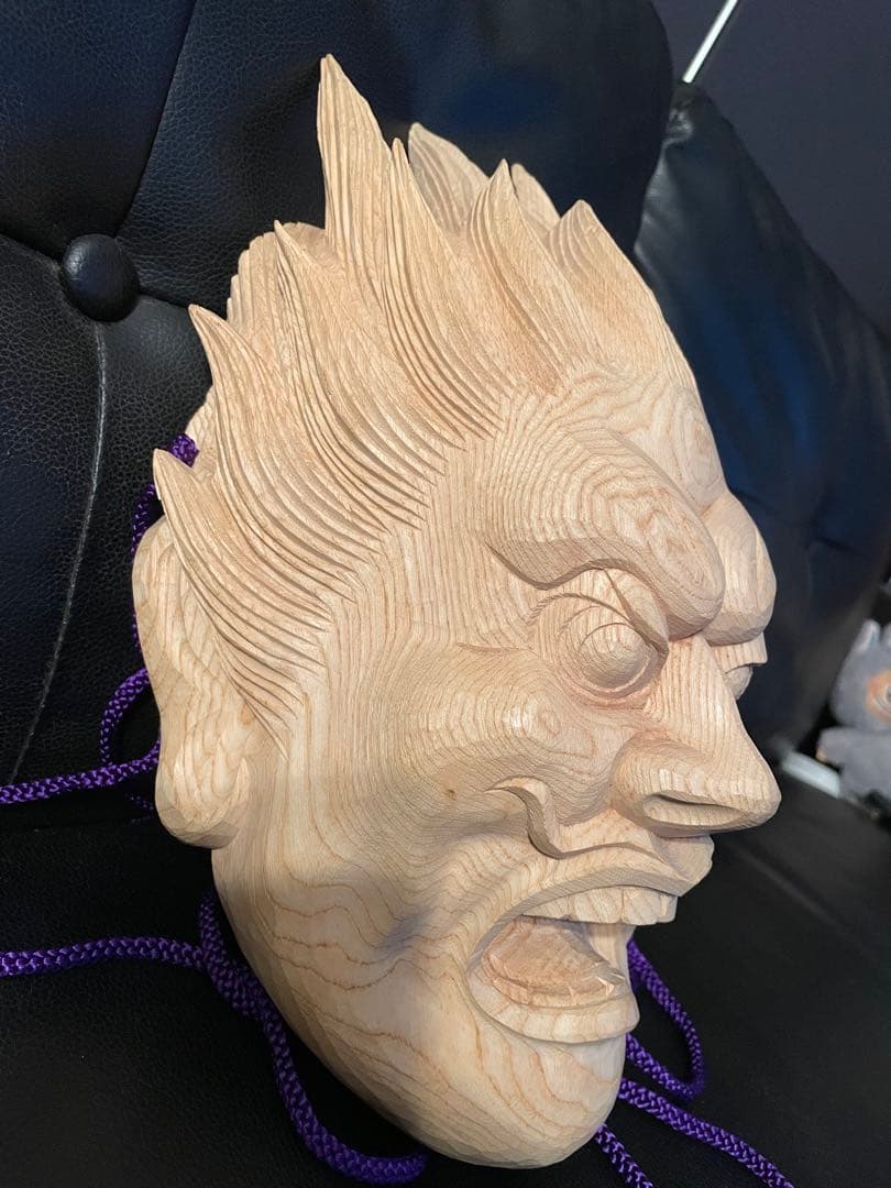 伐折羅大将 手彫り とても立派な木彫りのお面 名入り
