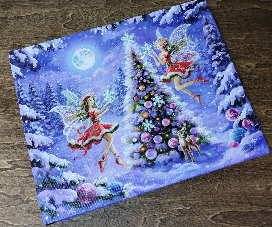 n*y様 【Fairy Christmas】アクリル画 F3 風景画 絵画 美術品