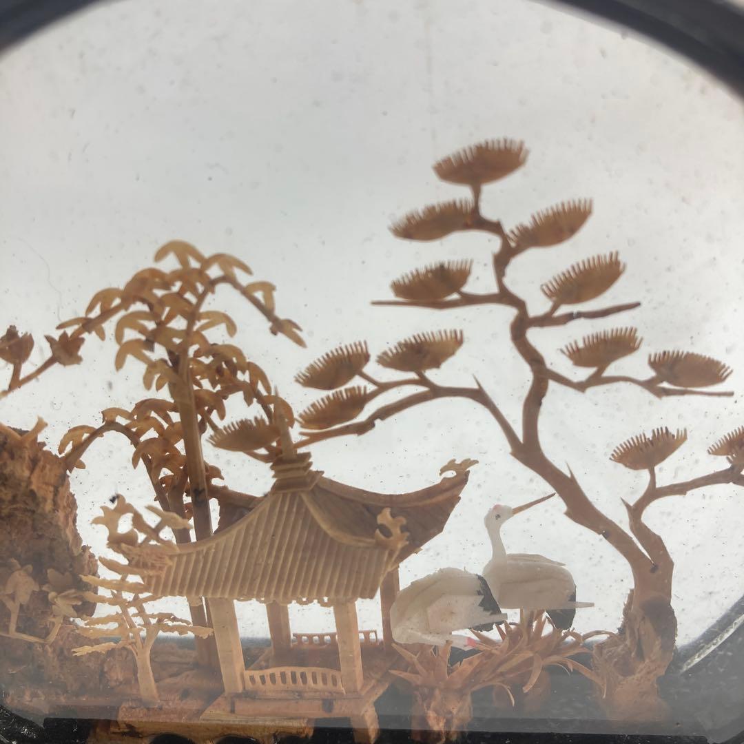 中国美術 コルク細工 細密彫刻 ガラスケース入り 昭和レトロ - メルカリ