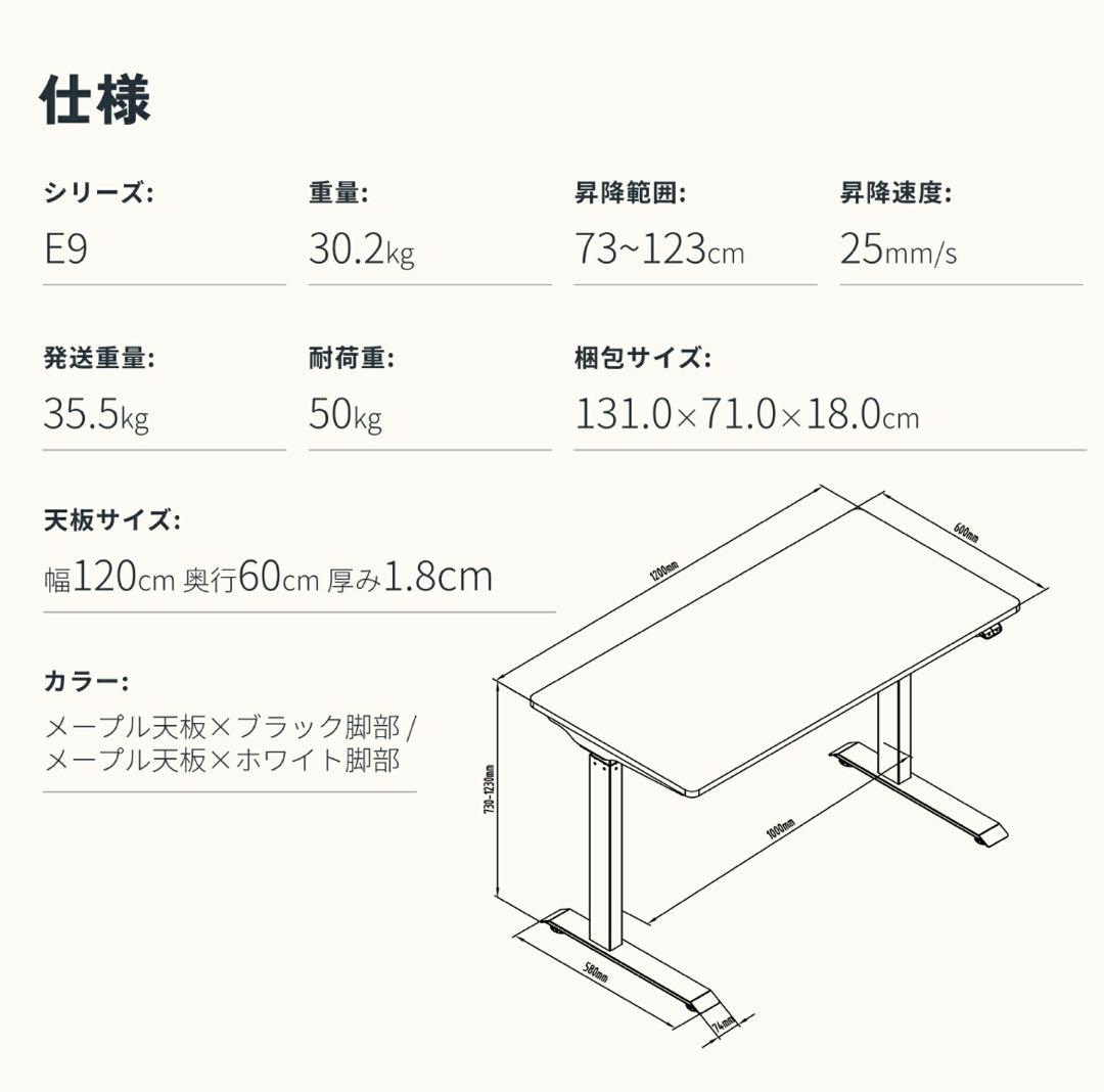 FlexiSpot 電動昇降デスク E9WM 幅120cm