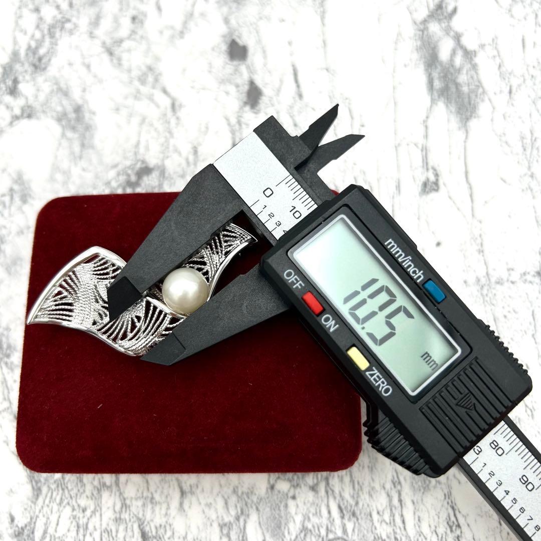 極美品✨ ブローチ パール 白蝶真珠 パールブローチ 10.5mm シルバー