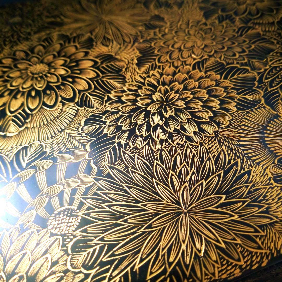 美品 沈金 二段重 総菊詰文 重箱　金蒔絵 漆器　木製　本漆 輪島塗 古美術品