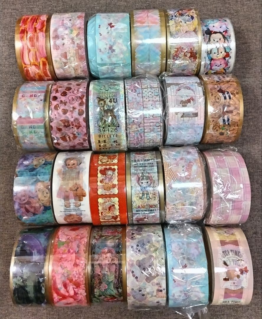 OPPテープ等 24本セット③ (新品22本) レトロアニマル レトロガール oppテープ 海外作家様 がたく 3巻セット レトロアニマル柄 梱包用 OPP