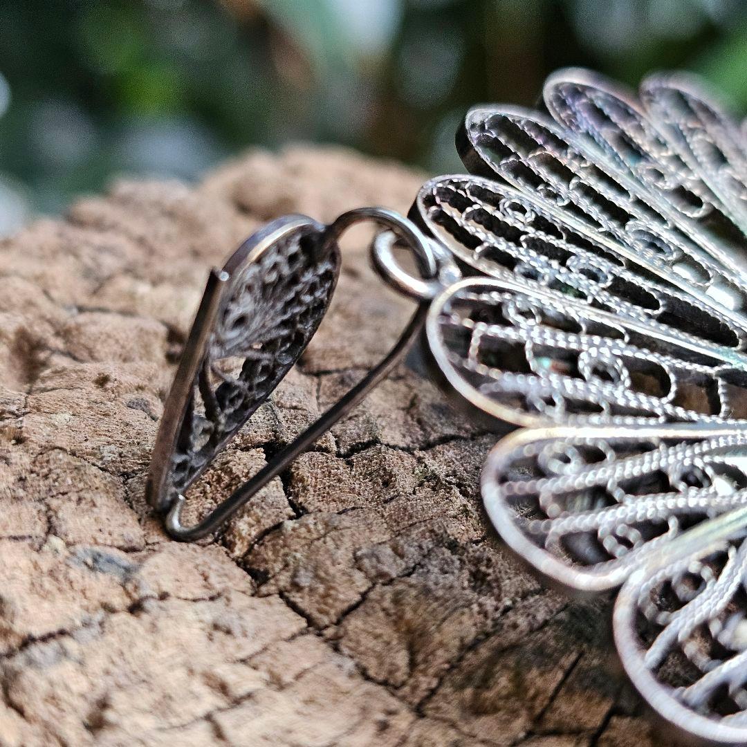 259】ターコイズ 銀線細工 フィリグリー ヴィンテージペンダントトップ