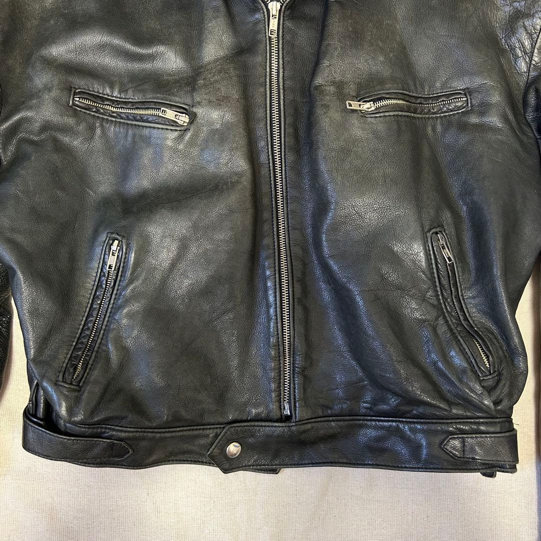 西ドイツ製 短丈 レザージャケット スウィングトップ フェードブラック