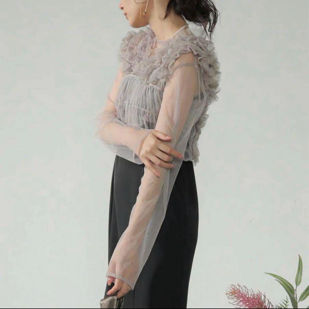 【新品未使用】チュールフリルベストチュールトップスワンピース3点セット　ドレス