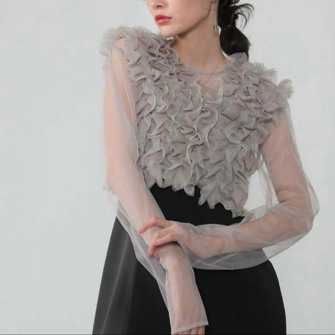 【新品未使用】チュールフリルベストチュールトップスワンピース3点セット　ドレス