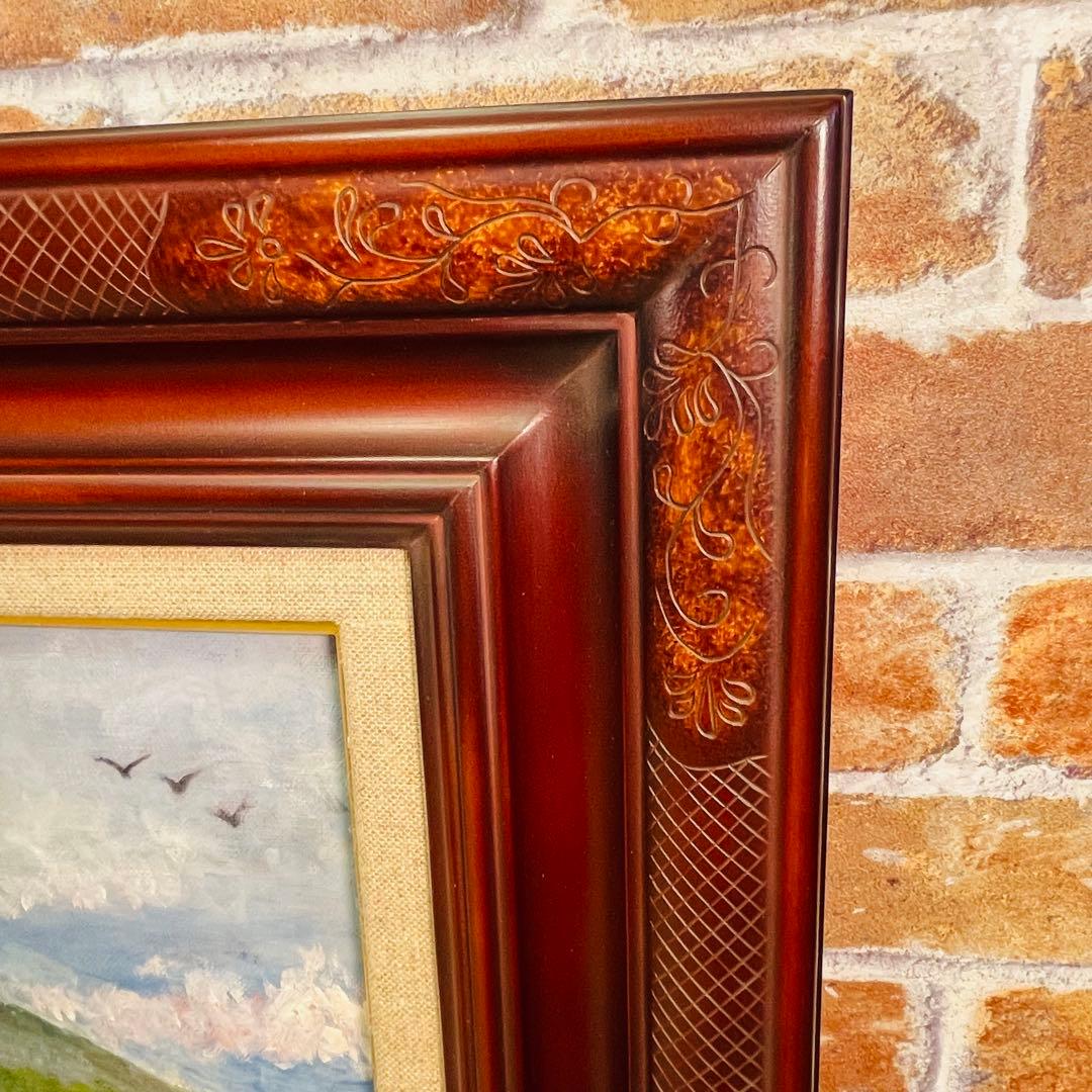 【薩摩富士 ・ 開聞岳 の風景画 】油絵 原画 F6 額縁付 ガラスあり