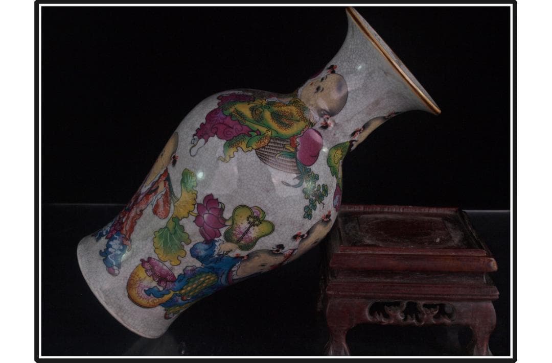 中国 清時代　在銘手描き花瓶 美術品　激安骨董品古美術 DE978B14-2