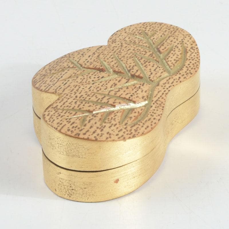 茶道具　雅象作　古竹内黒柿金塗　松竹香合　共箱　V　9490