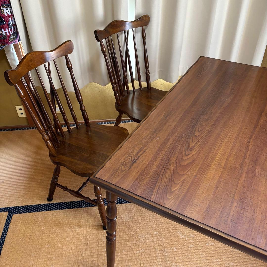 木製ダイニングテーブル アンティーク　昭和レトロ