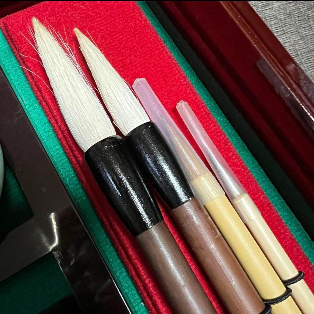 新品未使用 中国 書道具 成甫堂 青磁 上海 書道筆 中国筆 龍