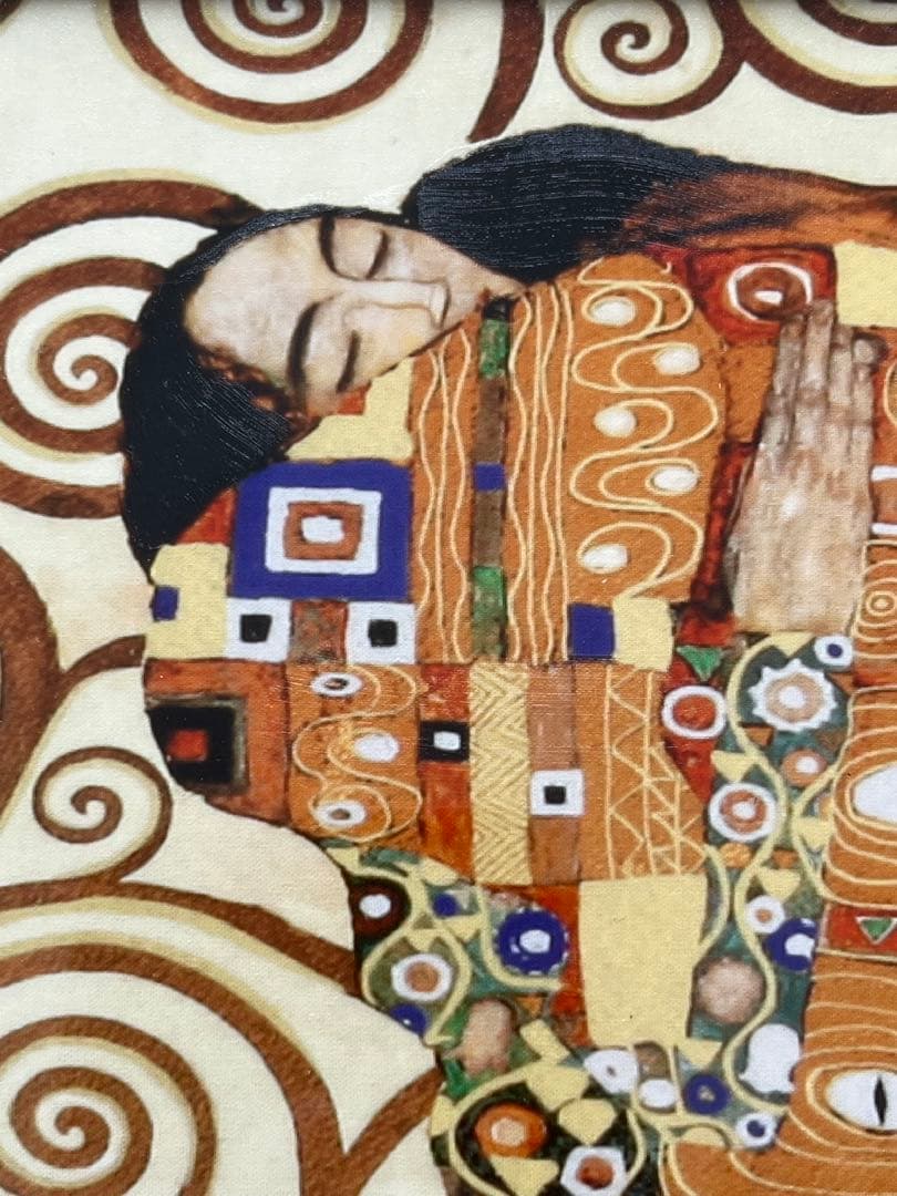 クリムト「抱擁」複製ポスター額付メディウム加工②