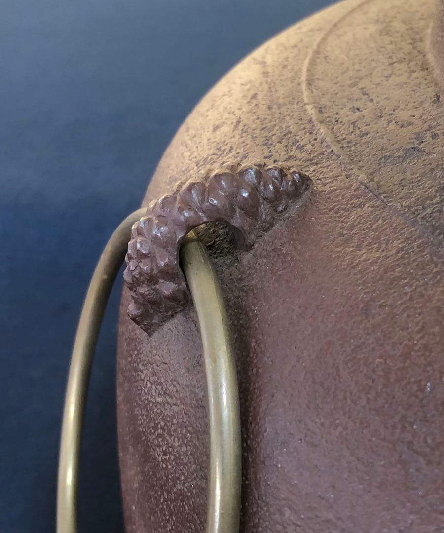 《R》茶道具 松地紋 平丸釜 銀摘 角谷興斎 与斎 共布 共箱 251204お3