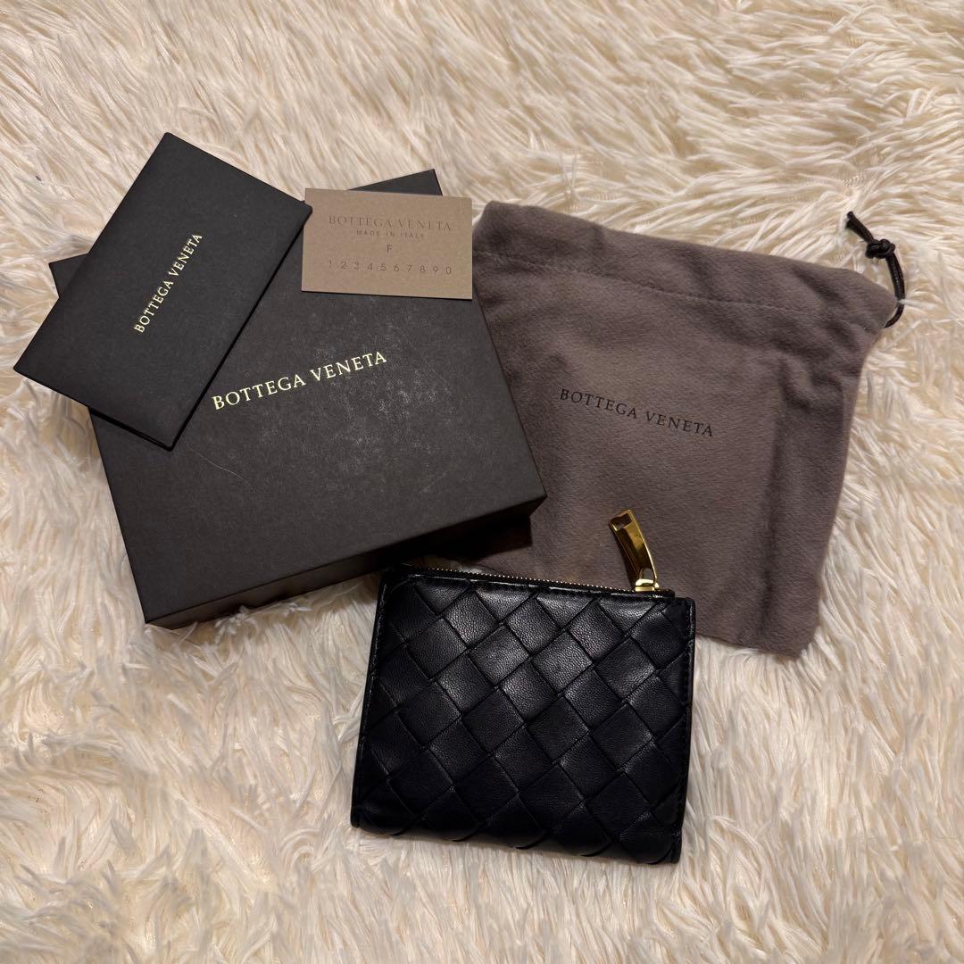 ボッテガヴェネタ BOTTEGAVENETA 財布 二つ折りブラック ボッテガ・ヴェネタ 二つ折り財布 黒 レザー