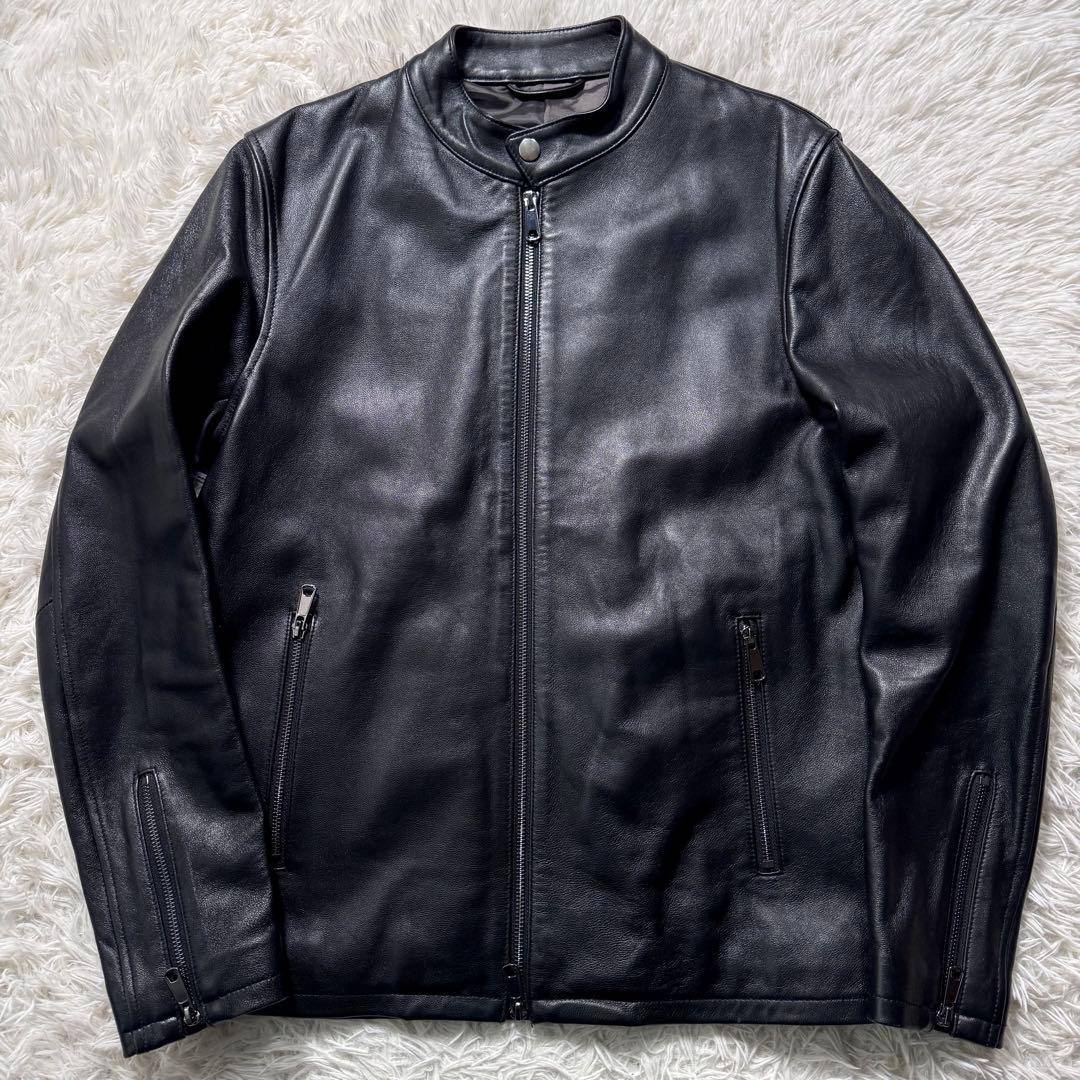 極美品✨エディフィス ライダースジャケット シングル ダブルジップ 羊
