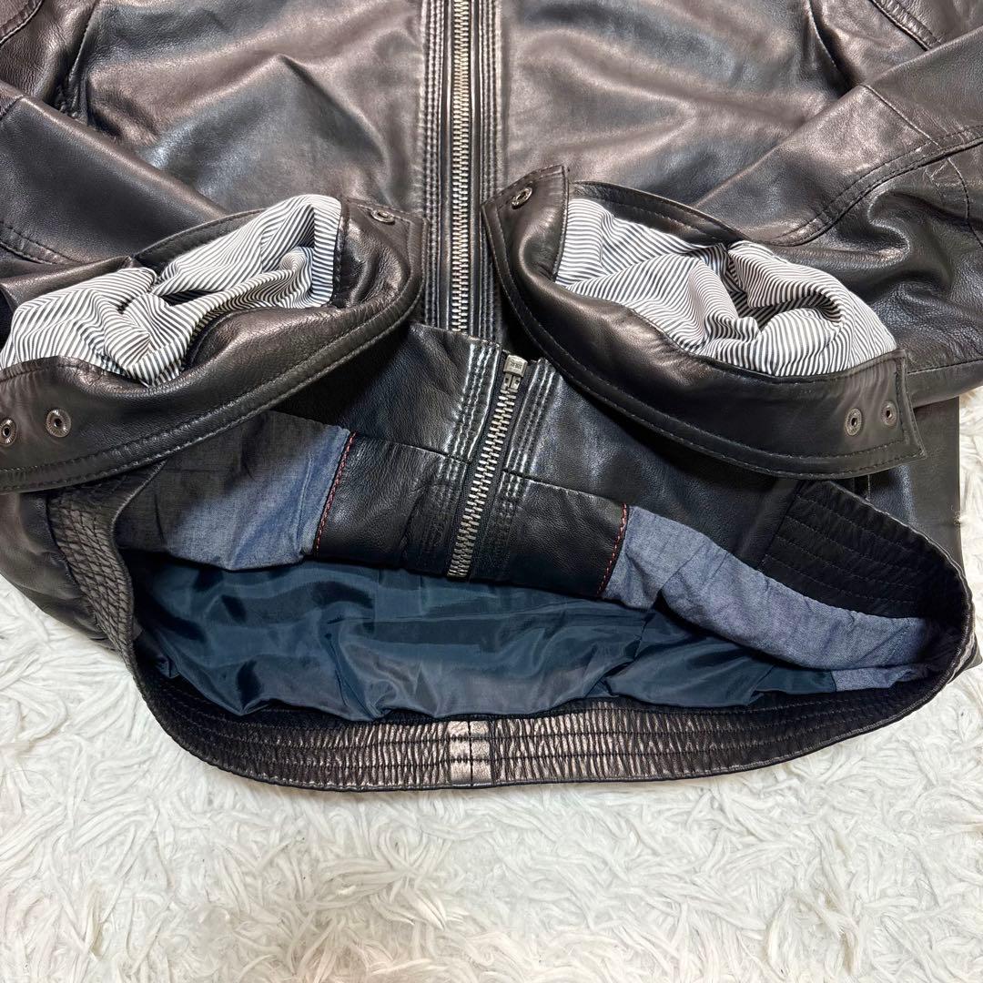 トミーフィルフィガー ラムレザージャケット ジップ トミーフィル