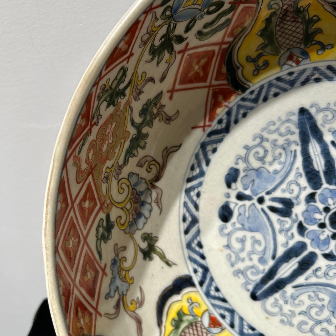 時代物骨董 古伊万里 豪華絢爛染錦金襴手・色絵大鉢 飾り鉢 幕末