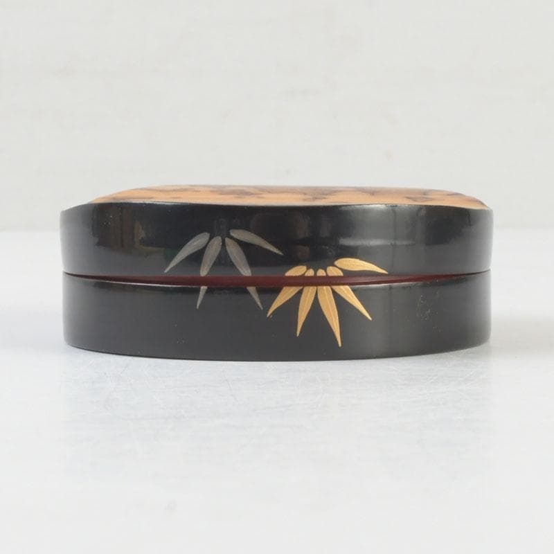 茶道具 東竹斎作 金銀笹蒔絵 升香合 共布共箱 M 9782