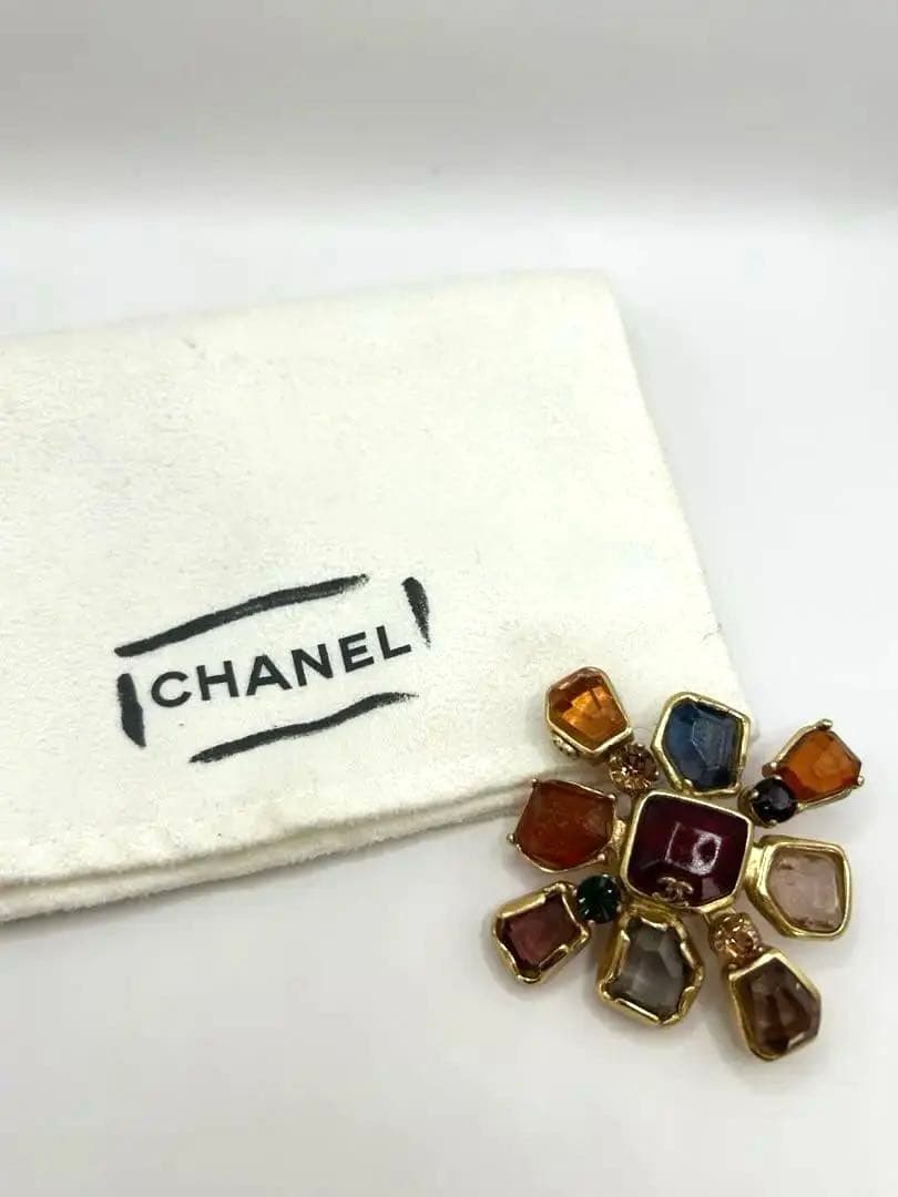 CHANEL フラワーブローチ マルチカラー