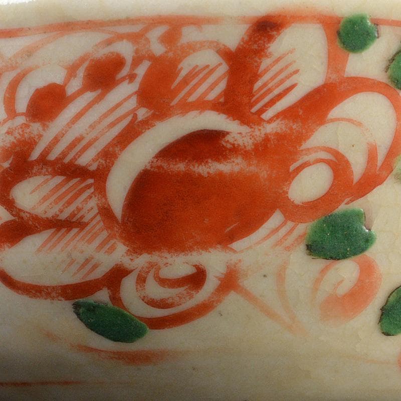 中国　唐物　呉須赤絵　花文　茶碗　時代箱付　V　R6101