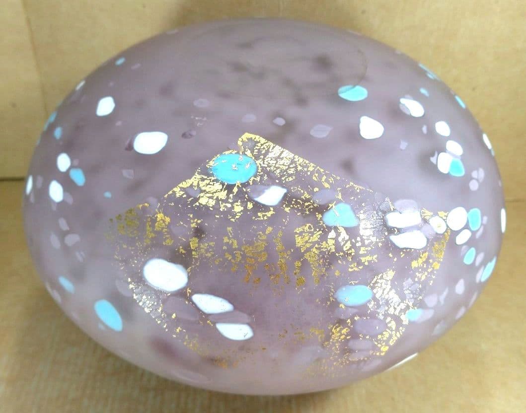 本物保証】藤田喬平 手吹 金彩 花瓶(薄紫系) 共箱 栞 デパートカード