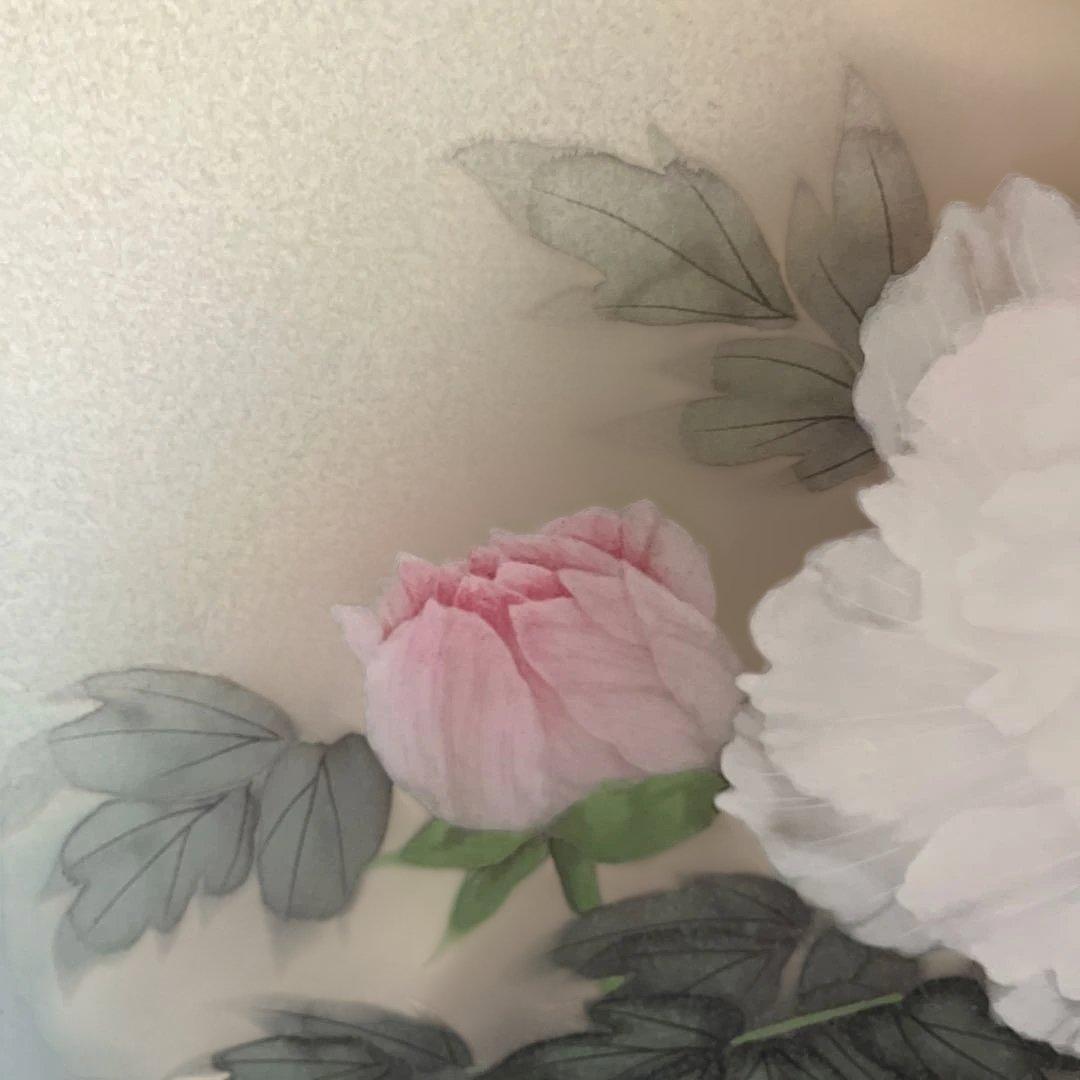 美品 掛け軸 柳沢寿江作 富貴花図 共箱 太巻き 縁起物