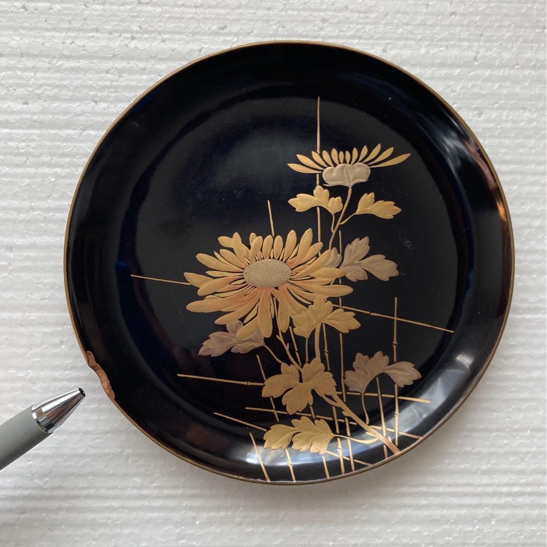 皿 塗り 木製 骨董品