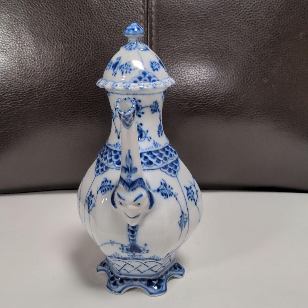保存用ロイヤルコペンハーゲンコーヒーポットブルーフルテッド顔付き
