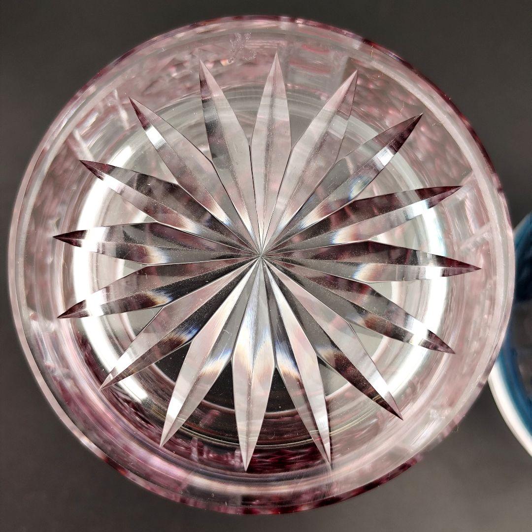 極希少】復刻薩摩切子 第一人者 阪本光男 作 ペアロックグラス 刻印