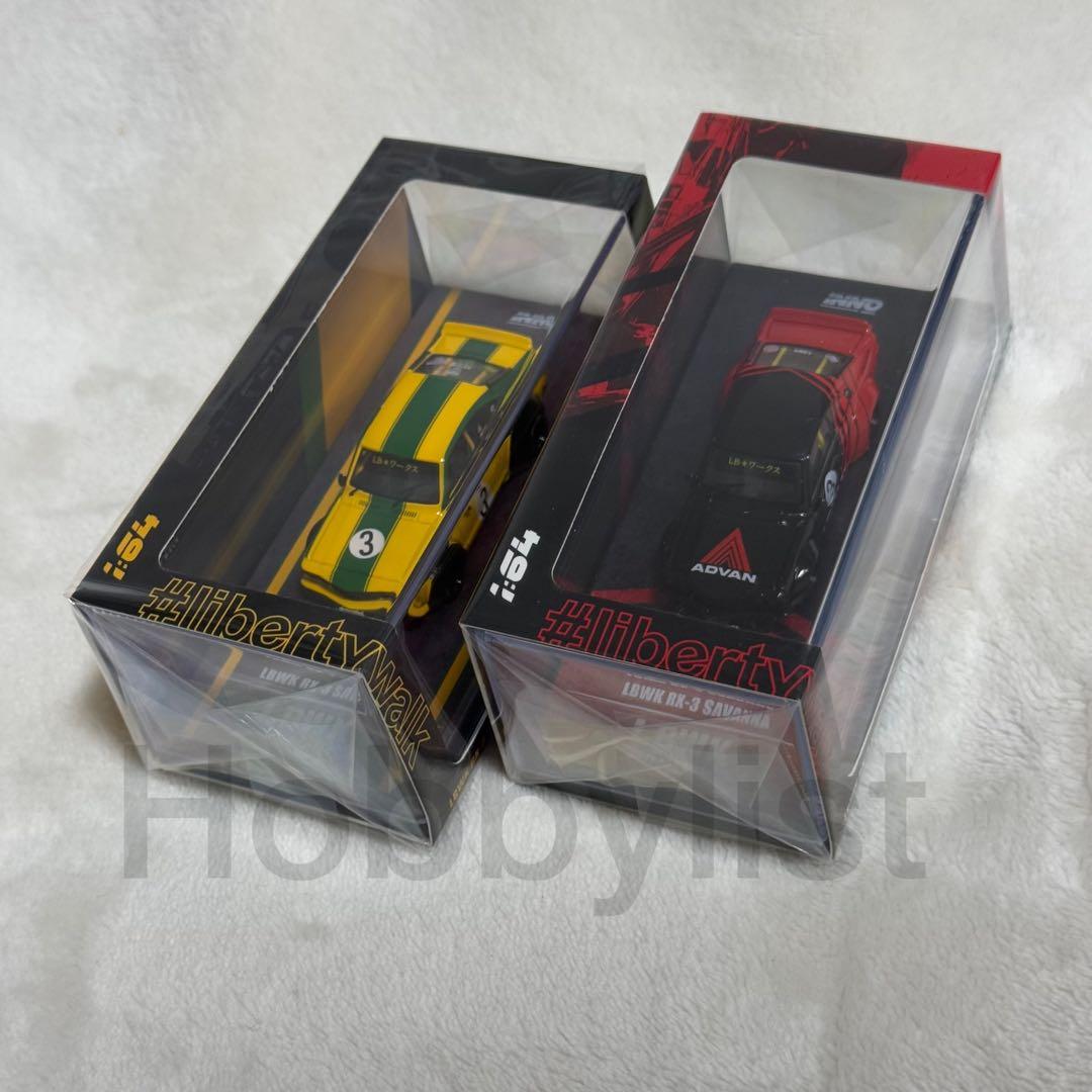イノモデル1/64 マツダRX3サバンナ LBWK アドバン 2台セット