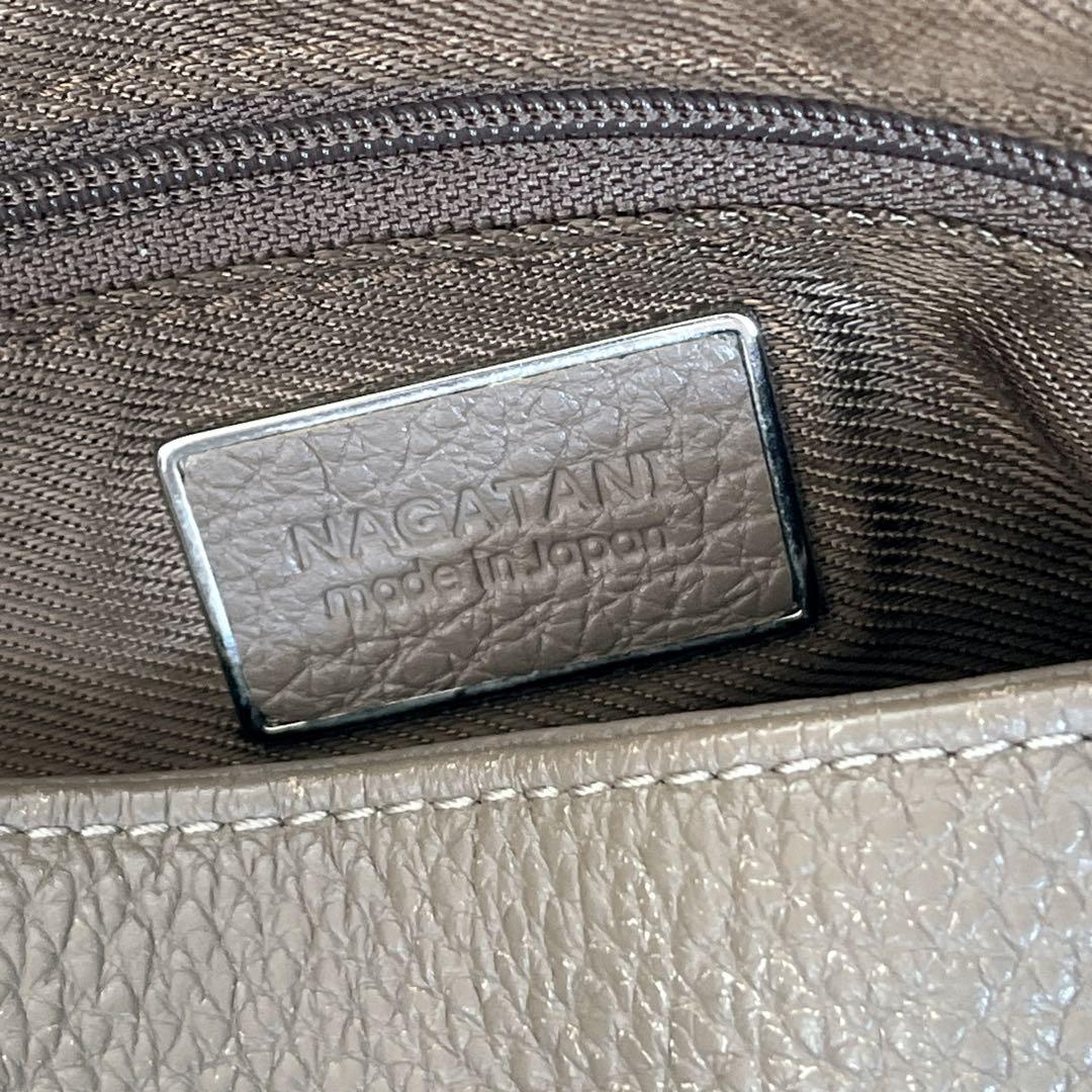NAGATANI ハンドバッグ　シボレザー　グレージュ　フラップ