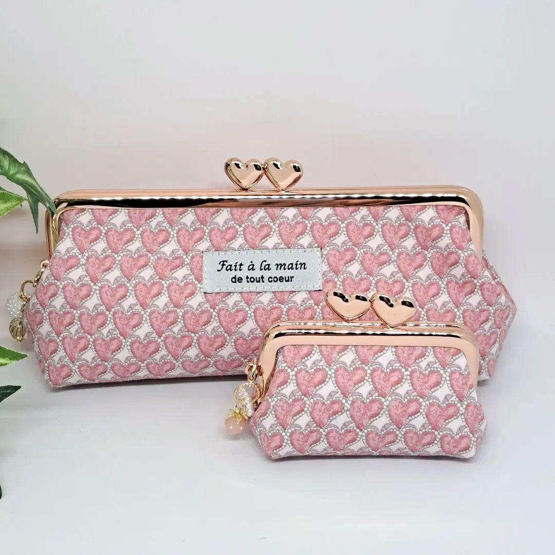 ペン&メガネケースとミニがま口、親子がま口長財布2点☆リバティ☆ハートキャノピー