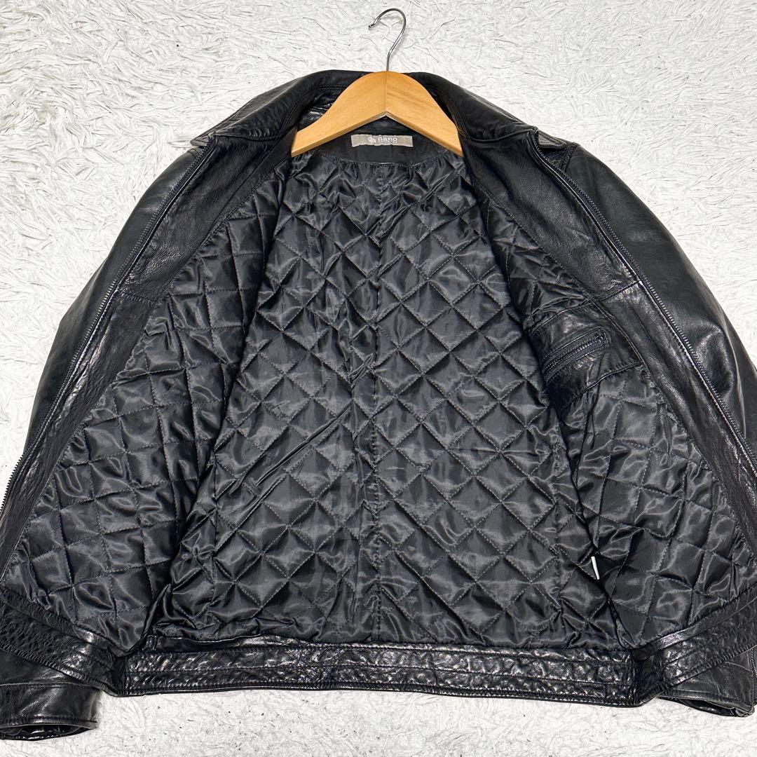 ナノユニバース キルティング シングルライダース ラムレザー