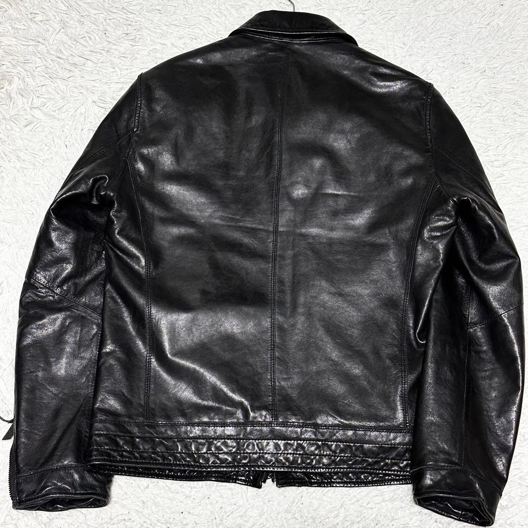 ナノユニバース キルティング シングルライダース ラムレザー