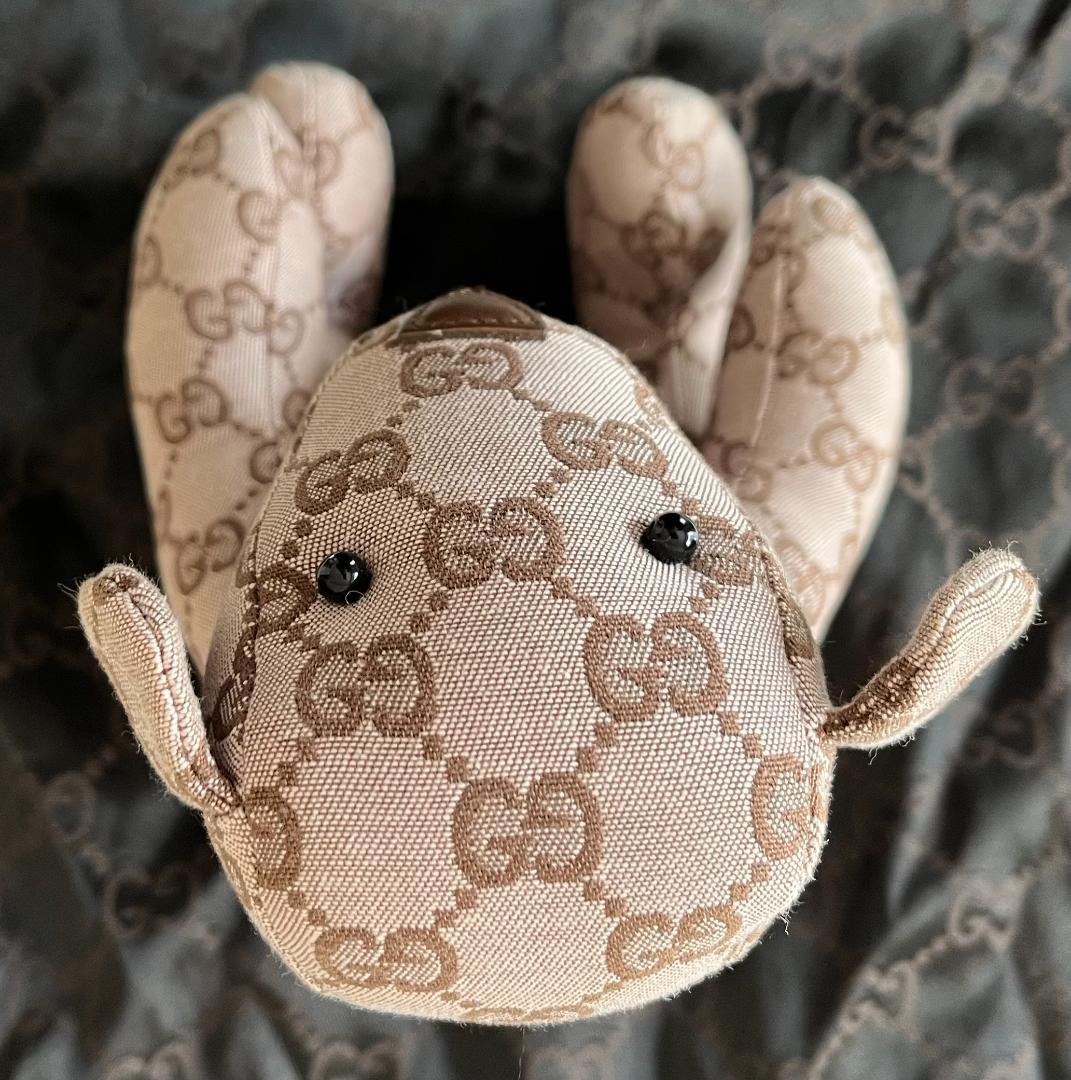 GUCCI グッチ GGキャンバス テディベア クマ ぬいぐるみ 人形 ベージュ